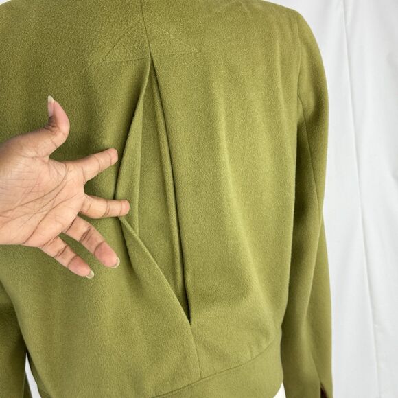 Vintage Olive Green Wool Blend Cropped Jacket Women’s Sz 8 Gold Button Military - Picture 7 of 16